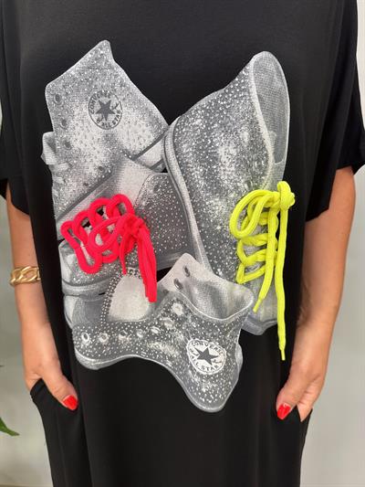 BDY 6783 Salaş Likralı Viskon Penye Elbise Siyah 