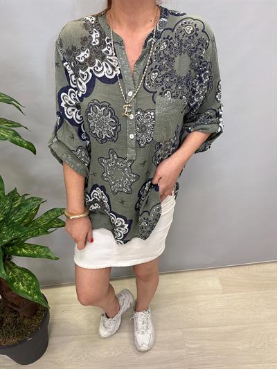 BLZ 8077 PAMUKLU İTALYAN BLUZ  HAKİ YEŞİL