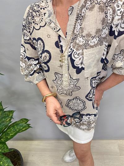 BLZ 8077 PAMUKLU İTALYAN BLUZ  TAŞ