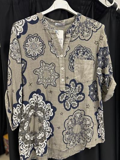 BLZ 8077 PAMUKLU İTALYAN BLUZ  VİZON