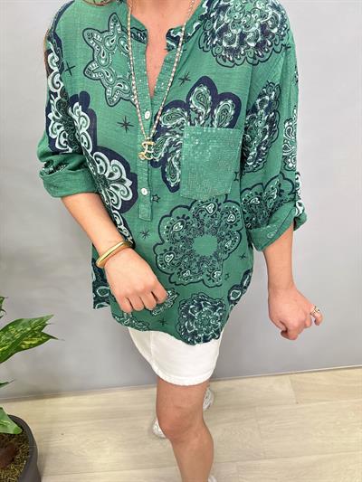 BLZ 8077 PAMUKLU İTALYAN BLUZ YEŞİL