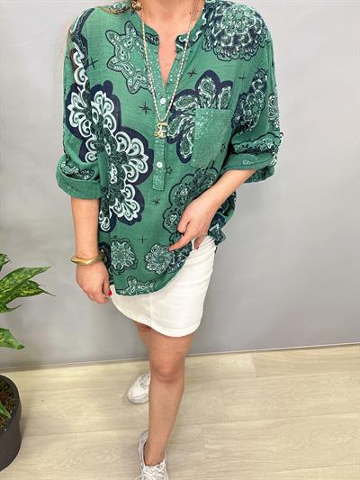 BLZ 8077 PAMUKLU İTALYAN BLUZ YEŞİL