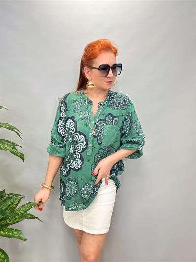 BLZ 8077 PAMUKLU İTALYAN BLUZ YEŞİL