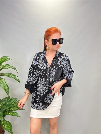 BLZ 8078 PAMUKLU İTALYAN BLUZ SİYAH
