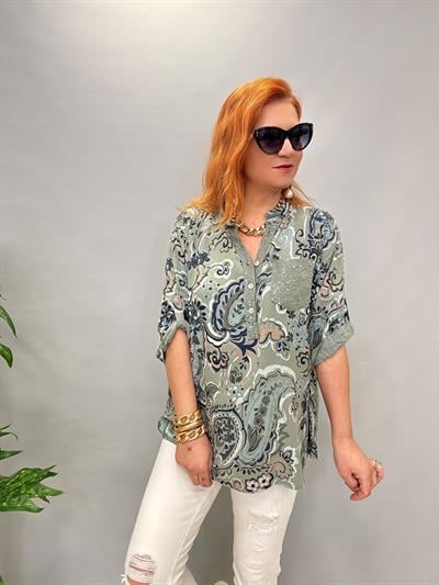 BLZ 8080 PAMUKLU İTALYAN BLUZ HAKİ YEŞİL