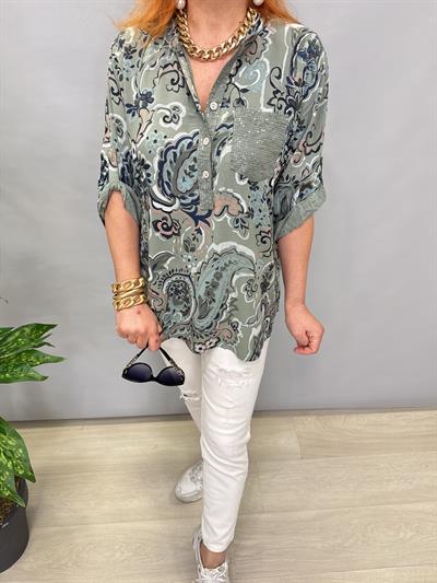 BLZ 8080 PAMUKLU İTALYAN BLUZ HAKİ YEŞİL