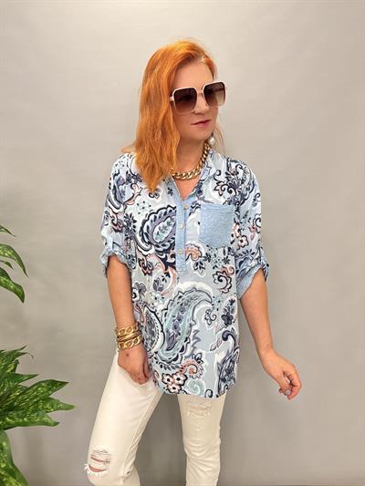 BLZ 8080 PAMUKLU İTALYAN BLUZ MAVİ