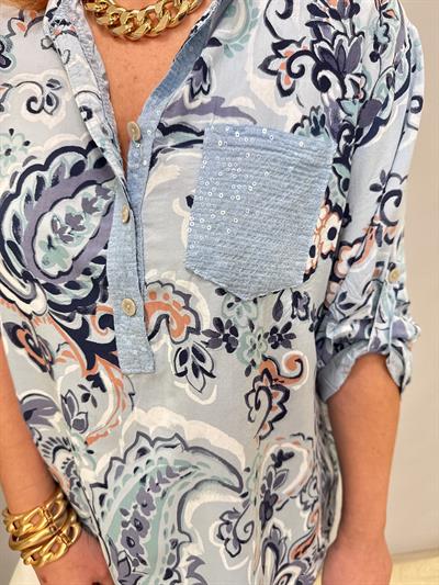 BLZ 8080 PAMUKLU İTALYAN BLUZ MAVİ