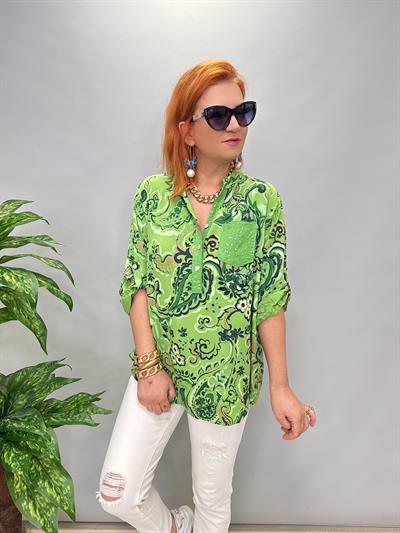 BLZ 8080 PAMUKLU İTALYAN BLUZ YEŞİL