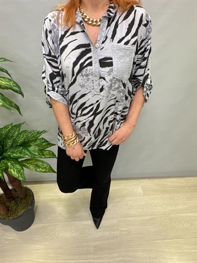 BLZ 8082 İTALYAN PAMUKLU VİSKON BLUZ GRİ