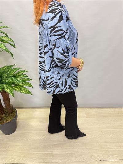 BLZ 8082 İTALYAN PAMUKLU VİSKON BLUZ MAVİ