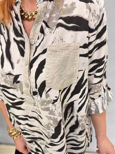 BLZ 8082 İTALYAN PAMUKLU VİSKON BLUZ TAŞ