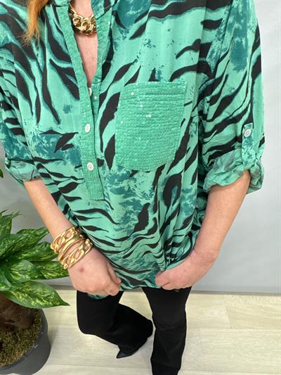 BLZ 8082 İTALYAN PAMUKLU VİSKON BLUZ YEŞİL