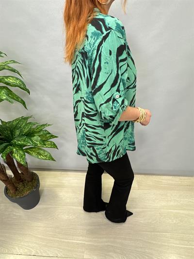 BLZ 8082 İTALYAN PAMUKLU VİSKON BLUZ YEŞİL