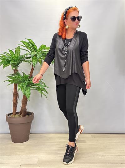 DR 2121 Yanları Deri Detaylı Çelik Tayt