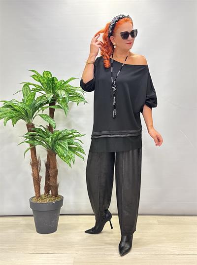 DR 6413 Asimetrik Tül Detay Bluz 