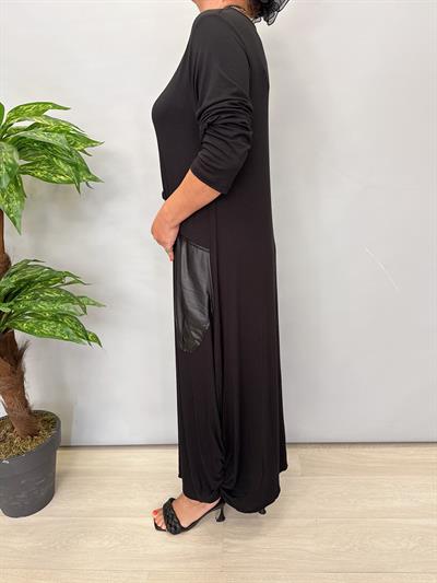 DR 9946 Tasarım Deri Görünüm Cep Detay Elbise 