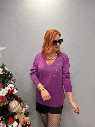 DVL MNS 6932 OMUZ DETAY TRİKO MOR