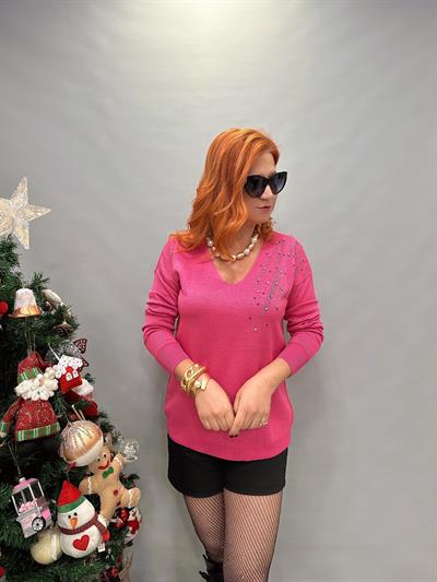 DVL MNS 6932 OMUZ DETAY TRİKO PEMBE