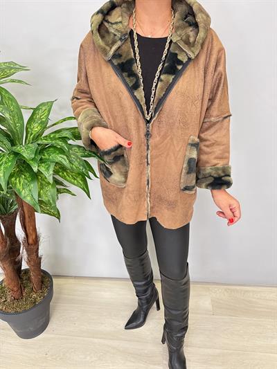 KBN 1830 Italyan Fermuarlı Özel Premium Doku İçi Kürklü Kahve