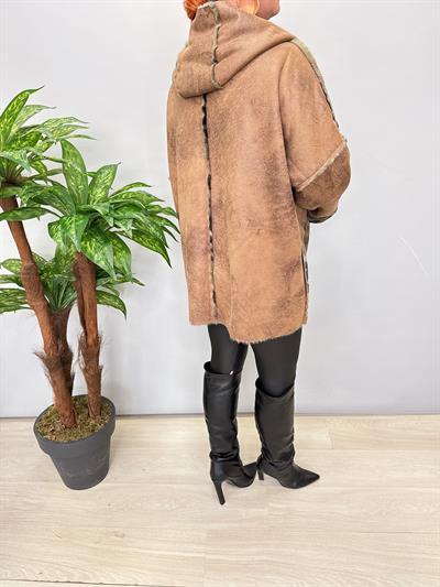 KBN 1831 Italyan Fermuarsız Çift Taraflı Özel Premium Doku İçi Kürklü Kahve