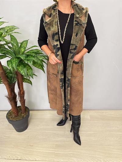 KBN 1832 Italyan Özel Premium Doku İçi Kürklü Kahve Yelek