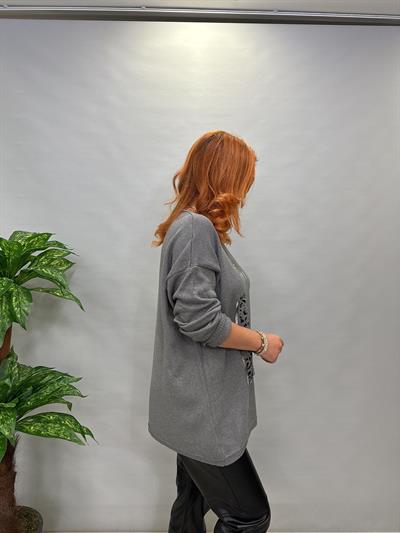 MNS 0015 V YAKA VARAK DETAY TRİKO GRİ