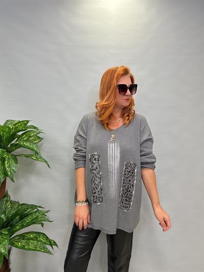 MNS 0015 V YAKA VARAK DETAY TRİKO GRİ