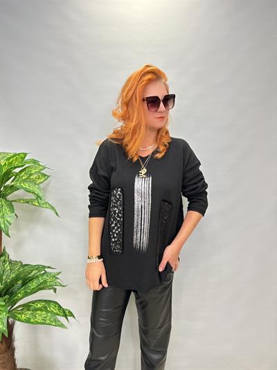 MNS 0015 V YAKA VARAK DETAY TRİKO SİYAH