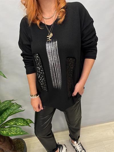 MNS 0015 V YAKA VARAK DETAY TRİKO SİYAH