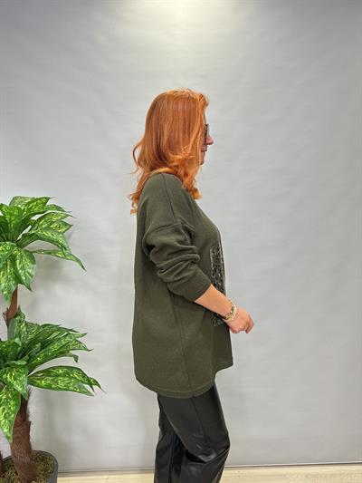 MNS 0015 V YAKA VARAK DETAY TRİKO YEŞİL