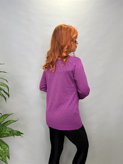 MNS 0018 BAKLAVA DESEN TRİKO BLUZ MOR  42 BEDENE KADAR UYUMLUDUR