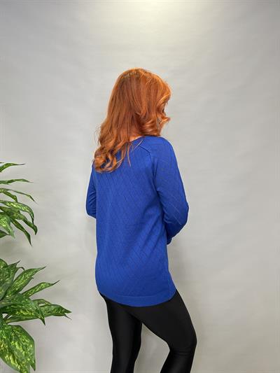 MNS 0018 BAKLAVA DESEN TRİKO BLUZ SAKS 42 BEDENE KADAR UYUMLUDUR