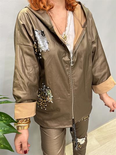 MNS 01017 İTALYAN PAYET DETAY DERİ CEKET BRONZ 38/46 ARASI UYGUNDUR