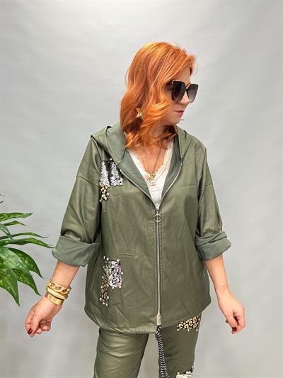 MNS 01017 İTALYAN PAYET DETAY DERİ CEKET YEŞİL 38/46 ARASI UYGUNDUR