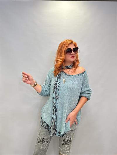 LPR MNS 0117 İTALYAN ŞAL DETAY ASTARLI TRİKO TURKUAZ  48 BEDENE KADAR UYUMLU