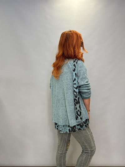 LPR MNS 0117 İTALYAN ŞAL DETAY ASTARLI TRİKO TURKUAZ  48 BEDENE KADAR UYUMLU