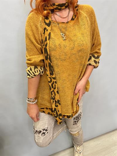 LPR MNS 0117 İTALYAN ŞAL DETAY ASTARLI TRİKO HARDAL  48 BEDENE KADAR UYUMLU