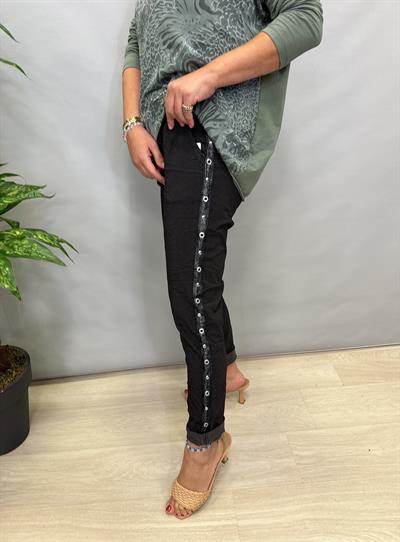 MNS 0323 İTALYAN KUŞ GÖZÜ PANTOLON SİYAH 38-48 BEDENE UYGUNDUR