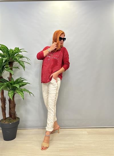 MNS 0323 İTALYAN KUŞ GÖZÜ PANTOLON TAŞ  38-48 BEDENE UYGUNDUR