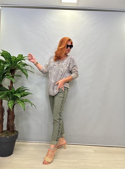 MNS 0323 İTALYAN KUŞ GÖZÜ PANTOLON YEŞİL  38-48 BEDENE UYGUNDUR