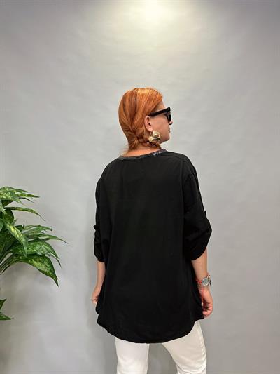 MNS 0330 PAYET  DETAY  PAMUKLU GÖMLEK  46 BEDENE KADAR  UYUMLUDUR  SİYAH 