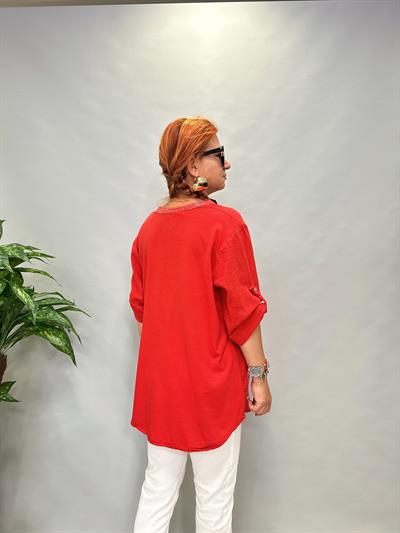 MNS 0330 PAYET  DETAY  PAMUKLU GÖMLEK  46 BEDENE KADAR  UYUMLUDUR  KIRMIZI