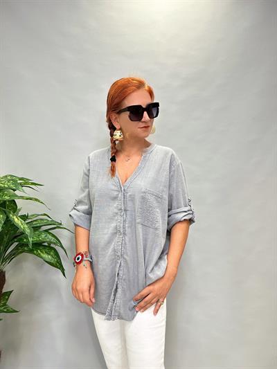 MNS 0330 PAYET  DETAY  PAMUKLU GÖMLEK  46 BEDENE KADAR  UYUMLUDUR  GRİ