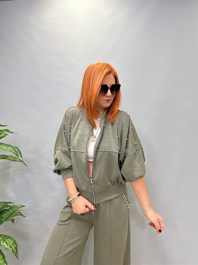 MNS 0518 İTALYANTAŞ DETAY ULTRA MODAL CEKET YEŞİL