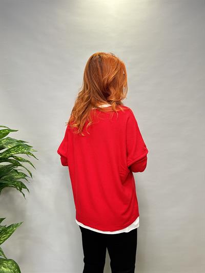 MNS 055 V YAKA YUMOŞ BLUZ ATLET DAHİL KIRMIZI  46 BEDENE KADAR UYGUNDUR 