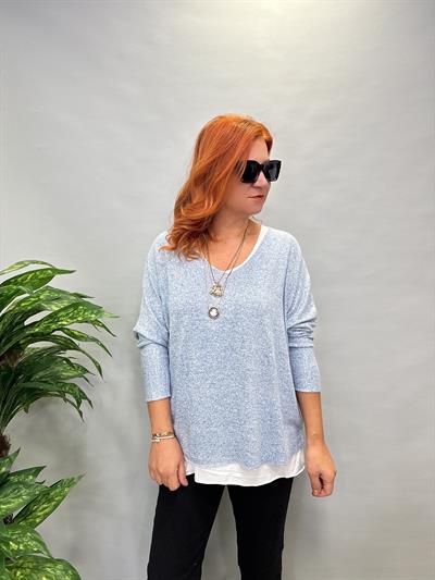 MNS 055 V YAKA YUMOŞ BLUZ ATLET DAHİL MAVİ   46 BEDENE KADAR UYGUNDUR 