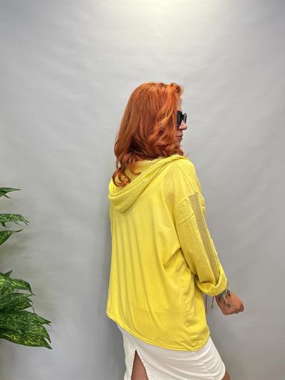 MNS 0910  FİLE DETAY YILDIZLI PAMUKLU CEKET  SARI