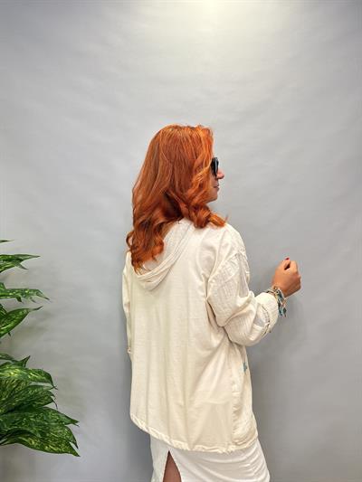 MNS 0910  FİLE DETAY YILDIZLI PAMUKLU CEKET  TAŞ