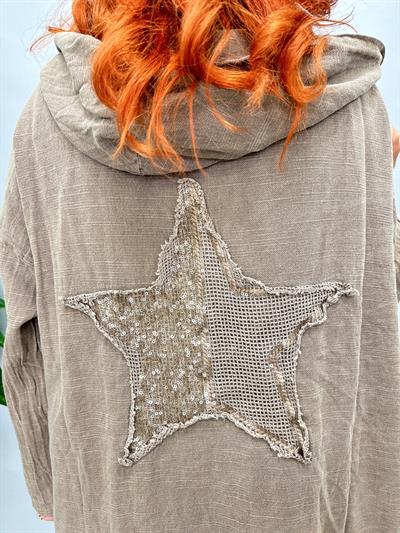 MNS 1011 SIRT YILDIZ DETAY PAMUKLU CEKET  48 BEDENE KADAR UYUMLUDUR VİZON